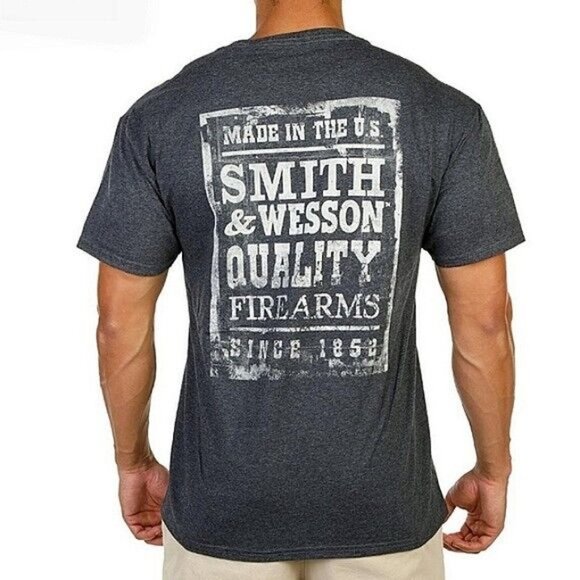 Smith & Wesson Grey Quality Firearms Made in the U.S. Graphic Print Tee Medium - Picture 2 of 4